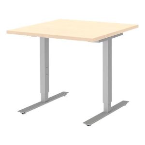 Schreibtisch BARI, T-Fuß, Rechteck, B 800 x T 800 x H 680-820 mm, Ahorn/Alu Schreibtisch BARI, T-Fuß, Rechteck, B 800 x T 800 x H 680-820 mm, Ahorn/Alu