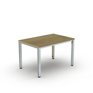Schreibtisch Bexxstar, Rechteck, 4-Fuß Quadratrohr, B 1200 x H 740 mm, Eiche/chromsilber Schreibtisch Bexxstar, Rechteck, 4-Fuß Quadratrohr, B 1200 x H 740 mm, Eiche/chromsilber