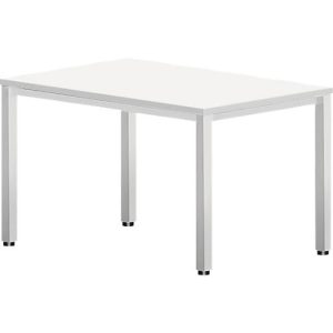 Schreibtisch Bexxstar, Rechteck, 4-Fuß Quadratrohr, B 1200 x T 800 x H 740 mm, weiß/chromsilber Schreibtisch Bexxstar, Rechteck, 4-Fuß Quadratrohr, B 1200 x T 800 x H 740 mm, weiß/chromsilber