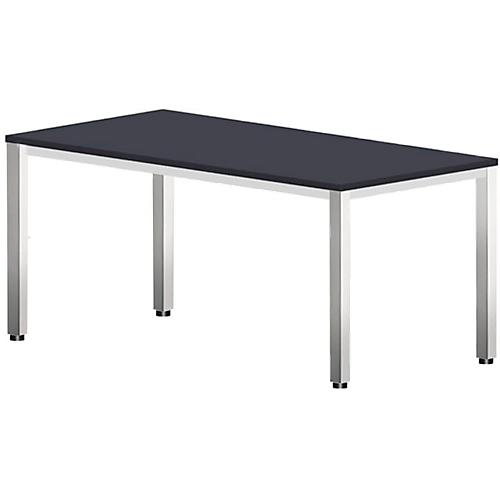 Schreibtisch Bexxstar, Rechteck, 4-Fuß Quadratrohr, B 1600 x T 800 x H 740 mm, schwarz/chromsilber