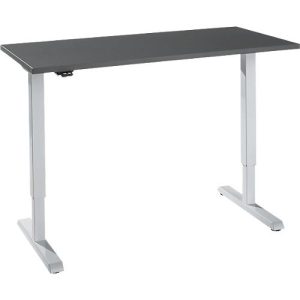 Schreibtisch, elektrisch höhenverstellbar, Rechteck, T-Fuß, B 1300 x T 650 x H 715-1205 mm, graphit/weißaluminium Schreibtisch, elektrisch höhenverstellbar, Rechteck, T-Fuß, B 1300 x T 650 x H 715-1205 mm, graphit/weißaluminium