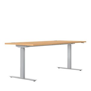 Schreibtisch ERGO DRIVE ED 470, elektrisch höhenverstellbar, Rechteck, T-Fuß, B 1800 x T 800 x H 692-1147 mm, Buche/weißaluminium RAL 9006 Schreibtisch ERGO DRIVE ED 470, elektrisch höhenverstellbar, Rechteck, T-Fuß, B 1800 x T 800 x H 692-1147 mm, Buche/weißaluminium RAL 9006