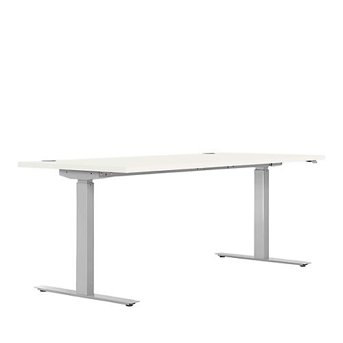Schreibtisch ERGO DRIVE ED 470, elektrisch höhenverstellbar, Rechteck, T-Fuß, B 1800 x T 800 x H 692-1147 mm, weiß/weißaluminium RAL 9006