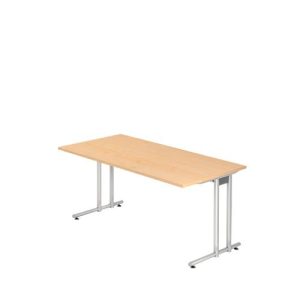 Schreibtisch JENA, C-Fuß, Rechteck, B 1600 x T 800 x H 720 mm, Gestell alusilber, Ahorn-Dekor Schreibtisch JENA, C-Fuß, Rechteck, B 1600 x T 800 x H 720 mm, Gestell alusilber, Ahorn-Dekor