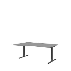 Schreibtisch mit Ansatz BARI, T-Fuß, Ansatz links, B 1800 x T 1000/800 x H 680-820 mm, mittelgrau/anthrazit Schreibtisch mit Ansatz BARI, T-Fuß, Ansatz links, B 1800 x T 1000/800 x H 680-820 mm, mittelgrau/anthrazit