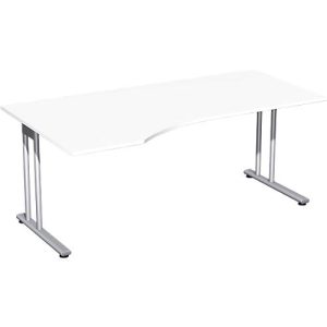 Schreibtisch mit Ansatz PALENQUE, C-fuß, Freiform, links, B 1800 x T 1000/800 x H 720 mm, weiß Schreibtisch mit Ansatz PALENQUE, C-fuß, Freiform, links, B 1800 x T 1000/800 x H 720 mm, weiß