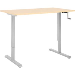 Schreibtisch Multiflex, manuell höhenverstellbar mit Kurbel, B 1200 x T 800 x H 700-1180 mm, Ahorn/weißalu Schreibtisch Multiflex, manuell höhenverstellbar mit Kurbel, B 1200 x T 800 x H 700-1180 mm, Ahorn/weißalu