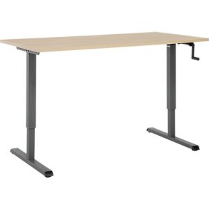 Schreibtisch Multiflex, manuell höhenverstellbar mit Kurbel, B 1600 x T 800 x H 700-1180 mm, Eiche/anthrazit Schreibtisch Multiflex, manuell höhenverstellbar mit Kurbel, B 1600 x T 800 x H 700-1180 mm, Eiche/anthrazit