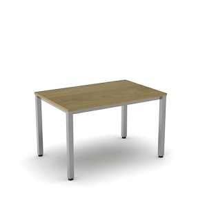 Schreibtisch NEVADA, 4-Fuß, Rechteck, Quadratrohr, B 1200 x T 800 x H 720 mm, Eiche/alusilber Schreibtisch NEVADA, 4-Fuß, Rechteck, Quadratrohr, B 1200 x T 800 x H 720 mm, Eiche/alusilber