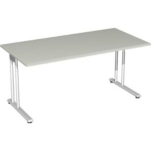 Schreibtisch PALENQUE, C-Fuß, Rechteck, B 1600 x T 800 x H 680-820 mm, lichtgrau Schreibtisch PALENQUE, C-Fuß, Rechteck, B 1600 x T 800 x H 680-820 mm, lichtgrau