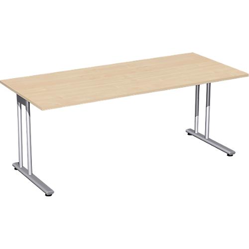 Schreibtisch PALENQUE, C-Fuß, Rechteck, B 1800 x T 800 x H 720 mm, Ahorn
