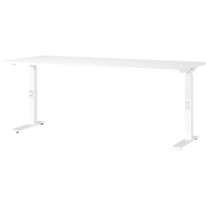 Schreibtisch Porto, mechanisch höheneinstellbar, C-Fuß, B 1800 x T 800 x H 680-910 mm, weiß/weiß Schreibtisch Porto, mechanisch höheneinstellbar, C-Fuß, B 1800 x T 800 x H 680-910 mm, weiß/weiß