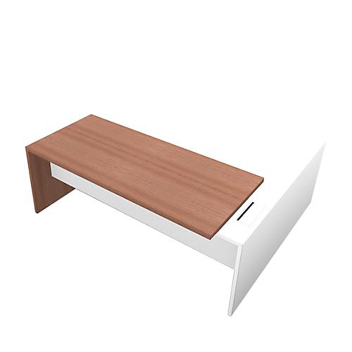 Schreibtisch, Sideboard X-TIME-WORK, Wange, Rechteck, Anbau weiß, links, B 2196 mm, Nuss Canaletto-Dekor