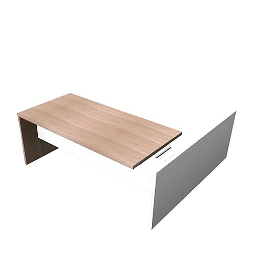 Schreibtisch, Sideboard X-TIME-WORK, Wange, Rechteck, Anbau weiß, links, B 2196 mm, Ulme