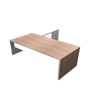 Schreibtisch, Sideboard X-TIME-WORK, Wange, Rechteck, rechts, B 2196 mm, Ulme