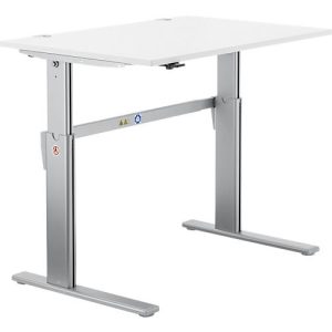 Schreibtisch Standard, elektrisch höhenverstellbar, Rechteck, C-Fuß, B 1200 x T 800 x H 725-1185 mm, weiß/weißaluminium RAL 9006 Schreibtisch Standard, elektrisch höhenverstellbar, Rechteck, C-Fuß, B 1200 x T 800 x H 725-1185 mm, weiß/weißaluminium RAL 9006
