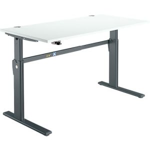 Schreibtisch Standard, elektrisch höhenverstellbar, Rechteck, C-Fuß, B 1600 x T 800 x H 725-1185 mm, lichtgrau/anthrazit Schreibtisch Standard, elektrisch höhenverstellbar, Rechteck, C-Fuß, B 1600 x T 800 x H 725-1185 mm, lichtgrau/anthrazit