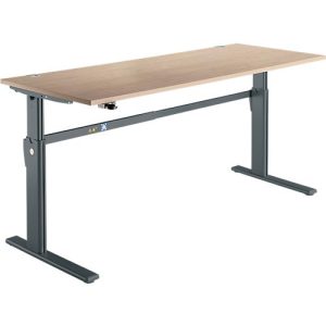 Schreibtisch Standard, elektrisch höhenverstellbar, Rechteck, C-Fuß, B 1800 x T 800 x H 725-1185 mm, Eiche/anthrazit Schreibtisch Standard, elektrisch höhenverstellbar, Rechteck, C-Fuß, B 1800 x T 800 x H 725-1185 mm, Eiche/anthrazit