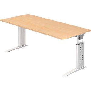 Schreibtisch TARVIS, C-Fuß, Quadrat, B 1800 mm, Gestell weiß, höhenverstellbar, Ahorn-Dekor Schreibtisch TARVIS, C-Fuß, Quadrat, B 1800 mm, Gestell weiß, höhenverstellbar, Ahorn-Dekor