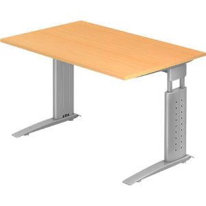 Schreibtisch TARVIS, C-Fuß, Rechteck, B 1200 mm, Gestell silber, höhenverstellbar, Buche Schreibtisch TARVIS, C-Fuß, Rechteck, B 1200 mm, Gestell silber, höhenverstellbar, Buche