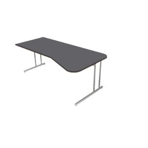 Schreibtisch Toledo, höhenverstellbar, Freiform, Ansatz rechts/links, C-Fuß, B 1950 x T 800/1000 mm, anthrazit Schreibtisch Toledo, höhenverstellbar, Freiform, Ansatz rechts/links, C-Fuß, B 1950 x T 800/1000 mm, anthrazit