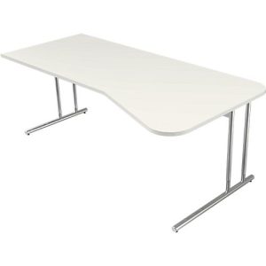 Schreibtisch Toledo, höhenverstellbar, Freiform, Ansatz rechts/links, C-Fuß, B 1950 x T 800/1000 mm, weiß Schreibtisch Toledo, höhenverstellbar, Freiform, Ansatz rechts/links, C-Fuß, B 1950 x T 800/1000 mm, weiß