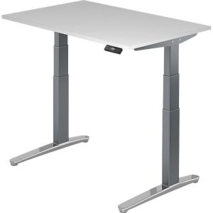 Schreibtisch TOPAS LINE, elektrisch höhenverstellbar, C-Fuß, B 1200 x T 800 x H 650-1300 mm, weiß/graphit + Memoryschalter, Kabelkanal Schreibtisch TOPAS LINE, elektrisch höhenverstellbar, C-Fuß, B 1200 x T 800 x H 650-1300 mm, weiß/graphit + Memoryschalter, Kabelkanal