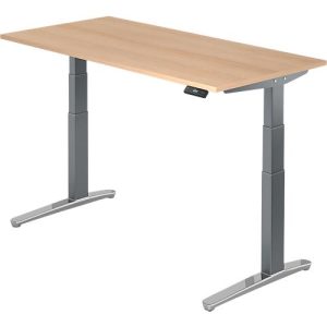 Schreibtisch TOPAS LINE, elektrisch höhenverstellbar, C-Fuß, B 1600 x T 800 x H 650-1300 mm, Eiche/graphit + Memoryschalter, Kabelkanal Schreibtisch TOPAS LINE, elektrisch höhenverstellbar, C-Fuß, B 1600 x T 800 x H 650-1300 mm, Eiche/graphit + Memoryschalter, Kabelkanal