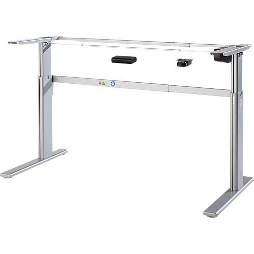Schreibtischgestell Standard, für Tischbreiten 1200-1800 mm, elektrisch höhenverstellbar, H 725-1185 mm, C-Fuß, weißaluminium