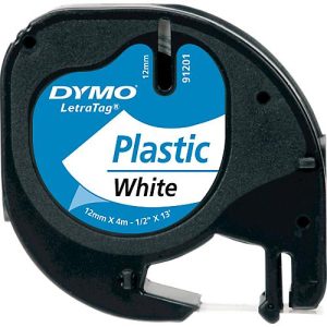 Schriftbandkassette für DYMO® Letra Tag, Kunststoff, 12mm, weiß Schriftbandkassette für DYMO® Letra Tag, Kunststoff, 12mm, weiß