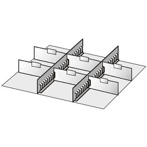 Schubladen-Unterteilungen, 2 Zwischenstege/6 Trennwände, 75mm, Stahlblech Schubladen-Unterteilungen, 2 Zwischenstege/6 Trennwände, 75mm, Stahlblech