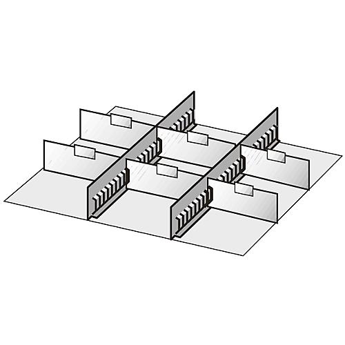 Schubladen-Unterteilungen, 2 Zwischenstege/6 Trennwände, 75mm, Stahlblech