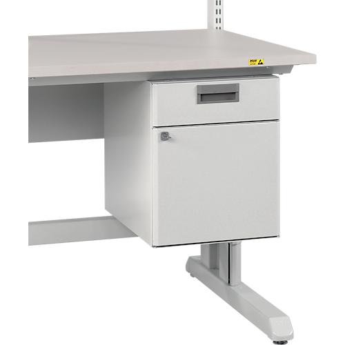 Schubladenblock Treston 35/47, 1 Schublade und Tür, ESD, B 350 x T 470 x H 470 mm, Stahl, hellgrau