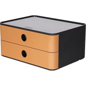 Schubladenbox HAN Allison Smart-Box, 2 Schübe mit Trennwänden, Kabelhalter, stapelb., ABS-Kunststoff, caramel-brown Schubladenbox HAN Allison Smart-Box, 2 Schübe mit Trennwänden, Kabelhalter, stapelb., ABS-Kunststoff, caramel-brown