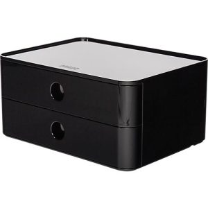 Schubladenbox HAN Allison Smart-Box, 2 Schübe mit Trennwänden, Kabelhalter, stapelbar, ABS-Kunststoff, schwarz Schubladenbox HAN Allison Smart-Box, 2 Schübe mit Trennwänden, Kabelhalter, stapelbar, ABS-Kunststoff, schwarz