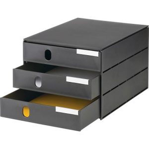 Schubladenbox styro® Styroval, Format C4, 3 geschlossene Schübe, stapelbar, Beschriftungsmaterial, B 243 x T 335 x H 200 mm, Recycling-Kunststoff, schwarz Schubladenbox styro® Styroval, Format C4, 3 geschlossene Schübe, stapelbar, Beschriftungsmaterial, B 243 x T 335 x H 200 mm, Recycling-Kunststoff, schwarz