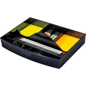 Schubladeneinsatz HAN, für Impuls/Systembox Karma, 6 Fächer, Tragegriff, B 237 x T 180 x H 40 mm, schwarz Schubladeneinsatz HAN, für Impuls/Systembox Karma, 6 Fächer, Tragegriff, B 237 x T 180 x H 40 mm, schwarz