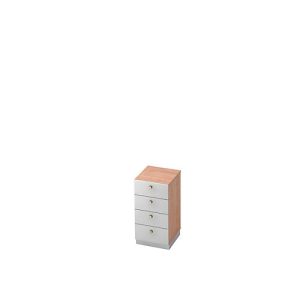 Schubladenschrank, 2 OH, B 400 x T 420 mm, Nussbaum-Dekor/silber Schubladenschrank, 2 OH, B 400 x T 420 mm, Nussbaum-Dekor/silber