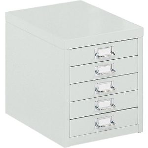 Schubladenschrank DIN A4, mit 5 Schubladen, 330 mm hoch, lichtgrau Schubladenschrank DIN A4, mit 5 Schubladen, 330 mm hoch, lichtgrau