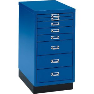 Schubladenschrank DIN A4, mit 8 Schubladen, 675 mm hoch, enzianblau Schubladenschrank DIN A4, mit 8 Schubladen, 675 mm hoch, enzianblau