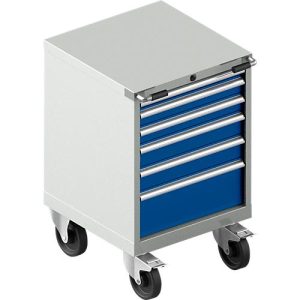 Schubladenschrank mit Rollen WSK 27-27, 6 Schübe, bis 75 kg, B 564 x T 572 x H 870 mm, lichtgrau/enzianblau Schubladenschrank mit Rollen WSK 27-27, 6 Schübe, bis 75 kg, B 564 x T 572 x H 870 mm, lichtgrau/enzianblau