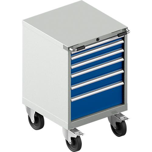 Schubladenschrank mit Rollen WSK 27-27, 6 Schübe, bis 75 kg, B 564 x T 572 x H 870 mm, lichtgrau/enzianblau