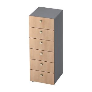 Schubladenschrank TOPAS LINE, 3 OH, B 400 mm, graphit/Eiche-Dekor Schubladenschrank TOPAS LINE, 3 OH, B 400 mm, graphit/Eiche-Dekor
