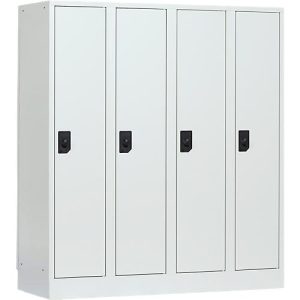 Schulspind, Abteilbreite 300 mm, Sicherheitszylinderschloss, 4 Abteile, lichtgrau/lichtgrau Schulspind, Abteilbreite 300 mm, Sicherheitszylinderschloss, 4 Abteile, lichtgrau/lichtgrau