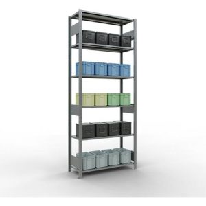 Schulte Lagertechnik Fachbodenregal MULTIplus150, Steck-Grundregal, B 1000 x T 400 x H 2500 mm, 6 Ebenen, bis 1400 kg, verzinkt