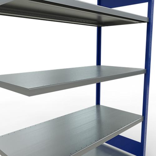 SCHULTE Lagertechnik Fachbodenregal - Stecksystem MULTIplus 250, Anbauregal, Längenriegel, 2000x1300x600 mm, 5 Böden, enzianblau/verzinkt