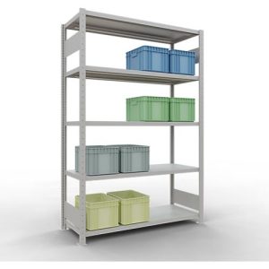 Schulte Lagertechnik Fachbodenregal-Stecksystem MULTIplus 250, Grundregal, Längenriegel, 2000x1300x500 mm, 5 Böden, lichtgrau