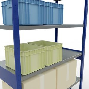 Schulte Lagertechnik Fachbodenregal-Stecksystem MULTIplus 250, Grundregal, Längenriegel, 2500x1300x600 mm, 6 Böden, enzianblau/verzinkt