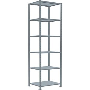 Schulte Lagertechnik Fachbodenregal Stecksystem MultiPlus250, Grundregal, 6 Fachböden, Kreuzstrebe, B 750 x T 600 x H 2500 mm, silbergrau/verzinkt