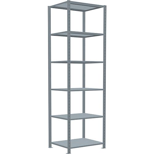 Schulte Lagertechnik Fachbodenregal Stecksystem MultiPlus250, Grundregal, 6 Fachböden, Kreuzstrebe, B 750 x T 600 x H 2500 mm, silbergrau/verzinkt